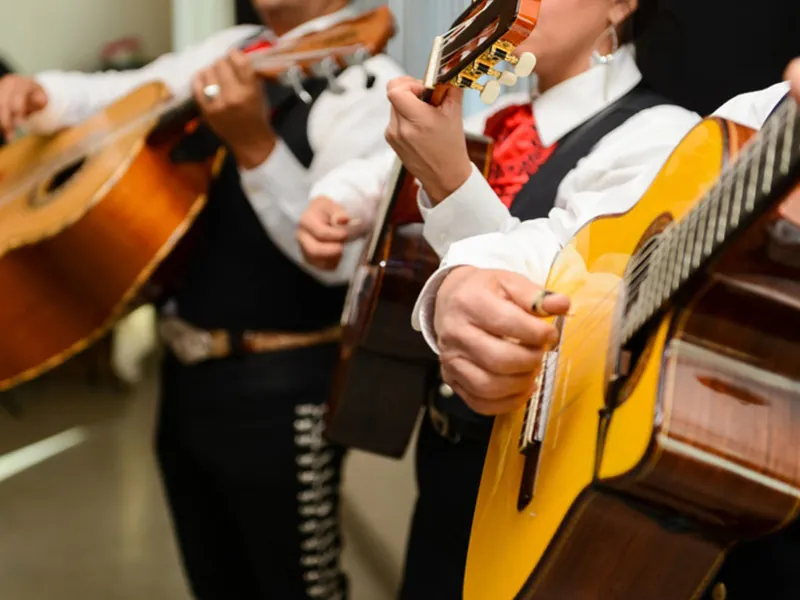 Mariachi guitarists in close-up